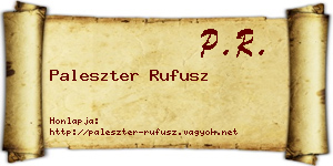 Paleszter Rufusz névjegykártya